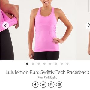 Lululemon Swiftly Tech Racerback pow pink sz 6